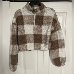 Cropped Sherpa quarter zip